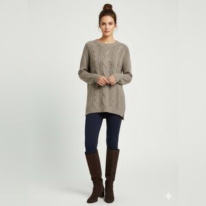Women's Cable Knit Sweater - Taupe